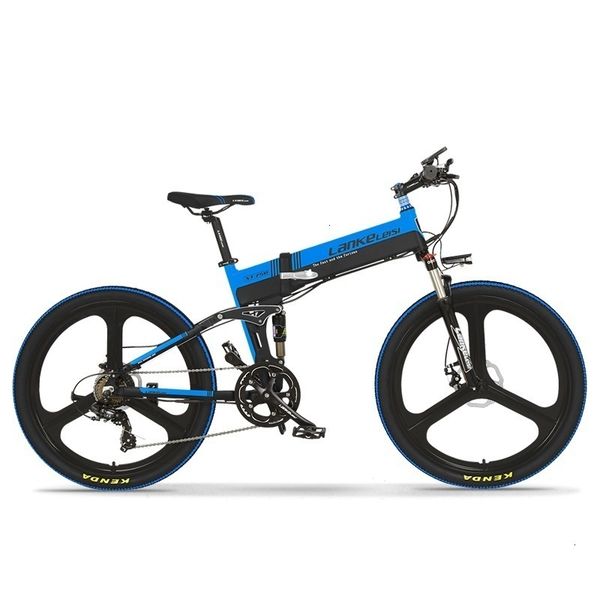 

foldable european standard 26" lankeleisi xt750-s mountain e-bike 400w electric mountain bike with 10ah l g battery, Silver;blue