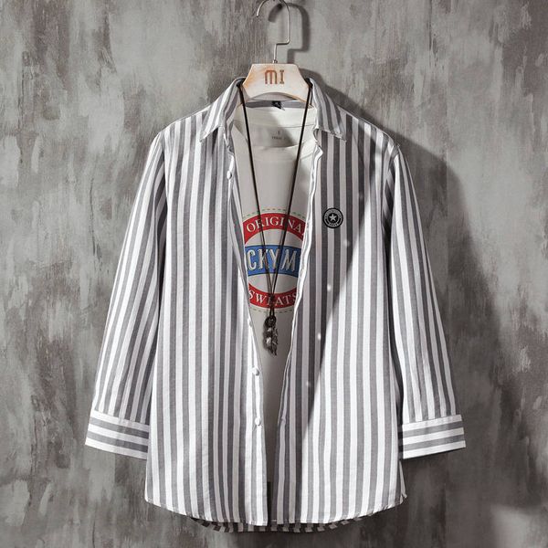 

spring and summer 2020 men's shirt fashion youth inch shirt 7-point sleeve short sleeve small coat loose and handsome comfortable loose, White;black