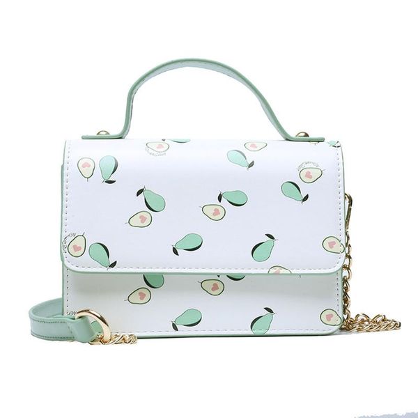 

women's fruit printed chain handbag fashion fresh pu leather small square bag female girls shoulder crossbody bags phone purse
