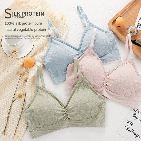 

2020 new underpants and underwear thailand latex back sports underwear modier cotton steel ring-camisole, White