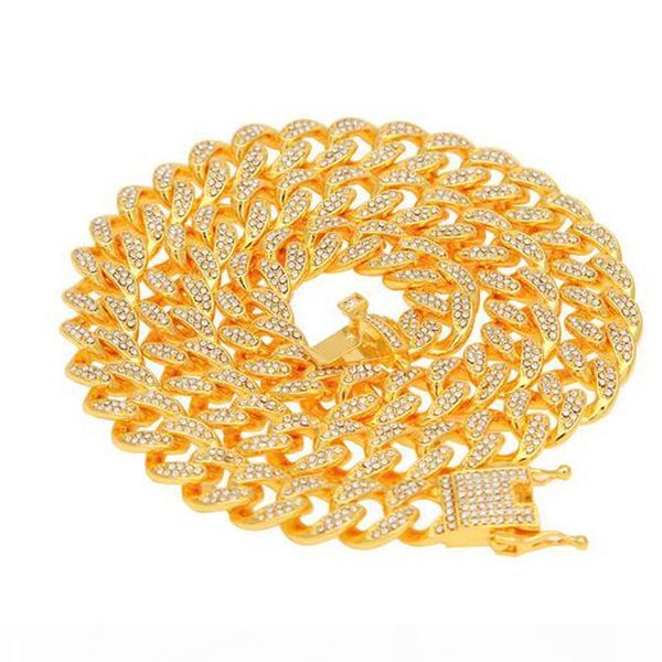 

мужские iced out chain hip hop ожерелье ювелирных изделий полный кристалл rhinestone золото майами кубинский звеньевые цепи 8inch 16inch 18i, Silver