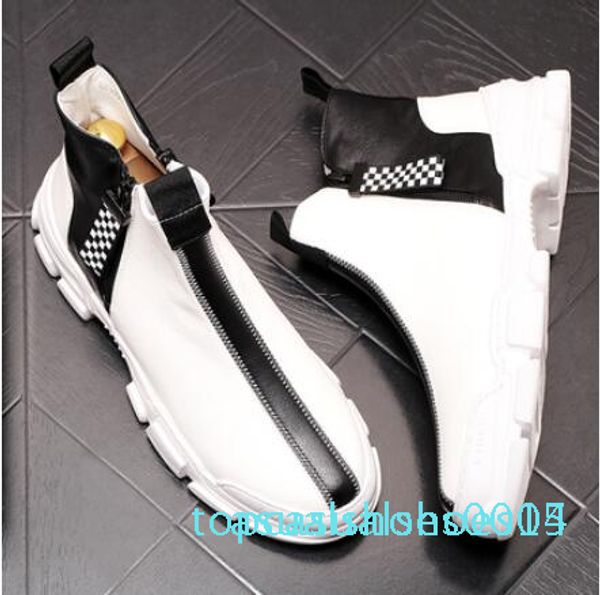 

мода нового стиля мужчина дизайнер смешанных цветы повседневные квартиры высоких вершины платформы обувь скейтборд хип-хоп обувь sapato соци, Black