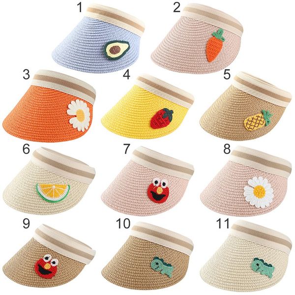 

2020 summer children's cat empty straw hat korean casual shade sunscreen boy beach hat girl sun, Blue;gray