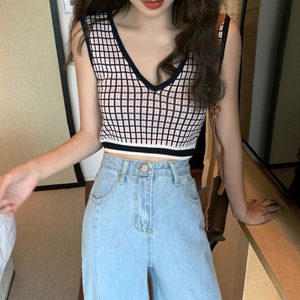 

2020 sling plaid vest outer wear and inner camisole vest wear slim sleeveless women's net red chic base shirt, Camo