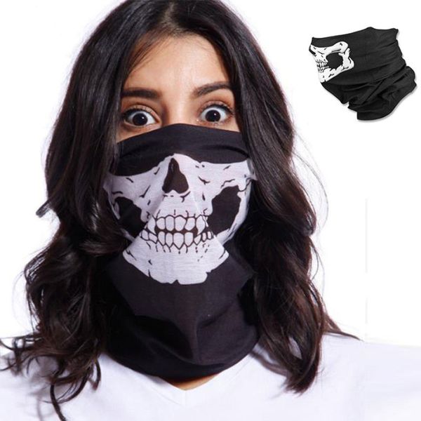 

seamless reflective strip magic headscarf mask halloween mask horror skull chin mask multifunctional scarf party props dropshipping fm0401, Black