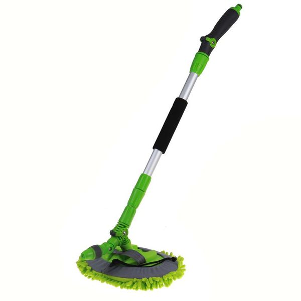 

rinse - 2 in 1 long handle car wash brush rotating stretchable mop car house worker water spray cleaning brush tool