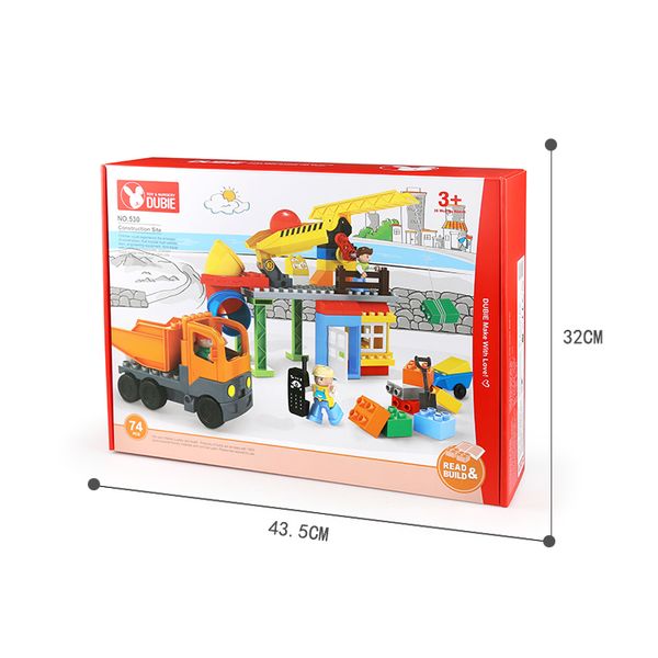 

block toy construction site children puzzle assembly big particle block boy and girl 74pcs