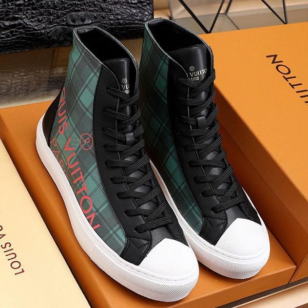 

tattoo sneaker boot men shoes autumn and winter fashion shoes luxury high lace -up soft men shoes herren sportschuhe, Black