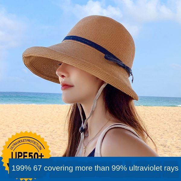 

hepburn wind women's small eaves korean style all-match straw straw fashionable sun hat sunscreen foldable sun fisherman cool hat, Blue;gray