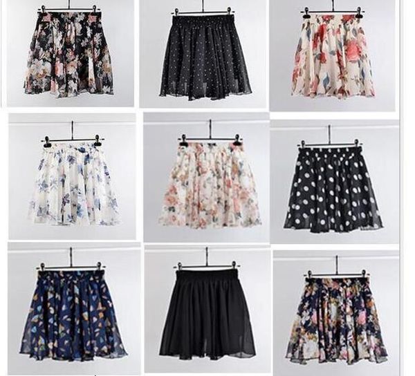 

2020 summer skirt fashion beach printed chiffon skirt bohemia skirt drop shipping high quality, Black