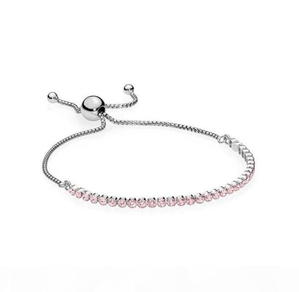 

original 925 sterling silver adjustable size crystal shine bracelet with box for pand charms bracelet women wedding jewelry bracelets w240, Golden;silver