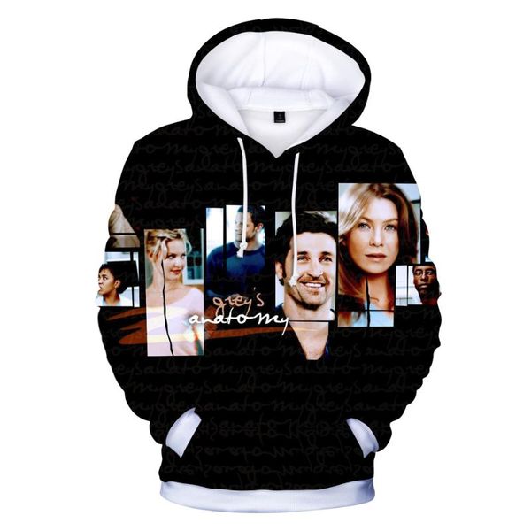

greys anatomy hoodies sweatshirt long sleeve men women leisure street hip hop greys anatomy children's hoodie coat plus size, Black