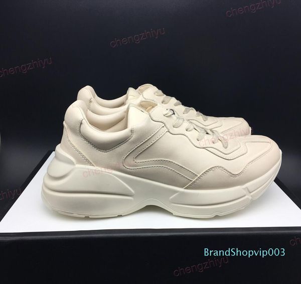 

mens rhyton casual shoe trendy dad sneaker paris dancing streetwear early spring women thick bottom sports leather sneakers with box lll