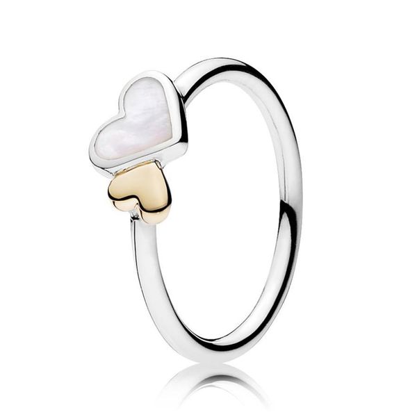 

925 sterling silver luminous hearts & mother of pearl ring fashion luxury designer jewelry women love rings with pandora original gift box