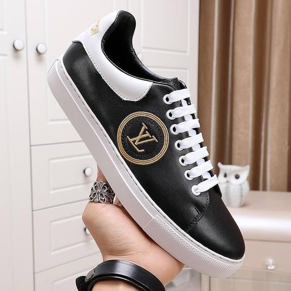 

2020l luxury design leather rubber bottom sneakers all-match breathable mens casual shoes mens banquet shoes size: 38-451, Black