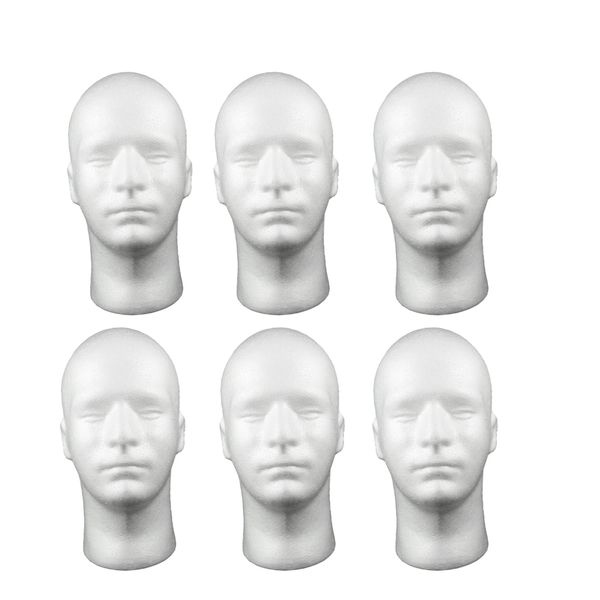

6 pieces styrofoam foam mannequin head cosmetic head for hairpiece f/ salon, White