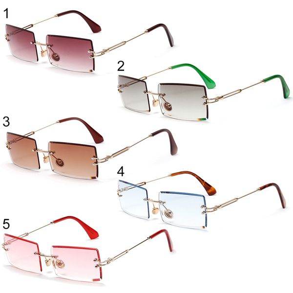 

sunglasses women retro small rectangle rimless square sun glasses summer style female uv400 green blue brown eyewear droshipping, White;black