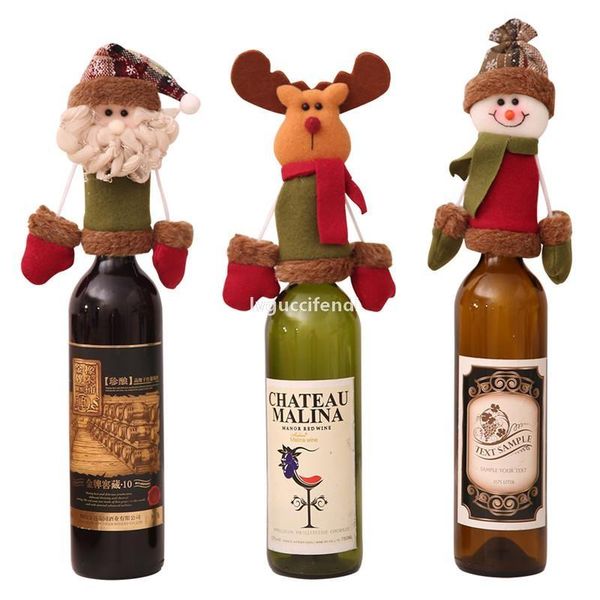 

2018 christmas wine bottle cap set cover christmas decorations hanging ornaments hat xmas dinner party home table decoration supplies