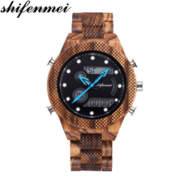 

двойной дисплей спортивные мужские деревянные мужские кварцевые часы часы большое количество более благоприятные, Blue