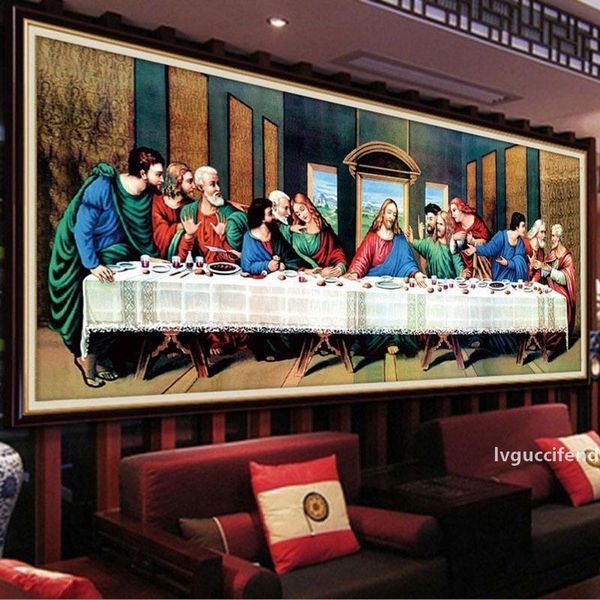 

qianzehui, diamond embroidery,round diamond the last supper jesus full rhinestone 5d diamond painting cross stitch,needlework t200111