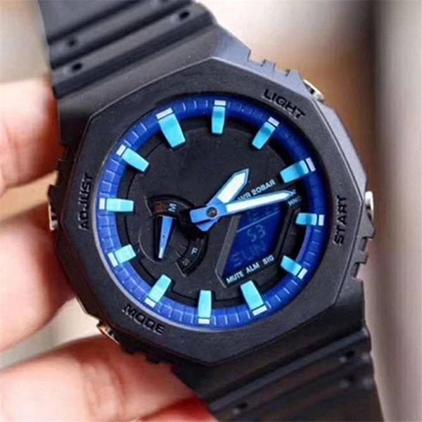 

summer japan new male men watches multifunction led digital analog dual display watch trend fitness quartz movement watches drop shipping, Slivery;brown