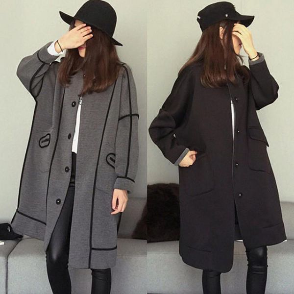 

spring autumn 2020 new women's windbreaker coat large size loose medium length section two sides wearing windbreaker coat female, Tan;black