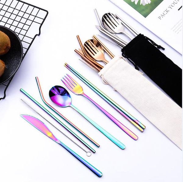 

завод 304 из нержавеющей стали посуда стро set western style креативный titanium покрытием стро нож вилка ложка подарочная посуда набор