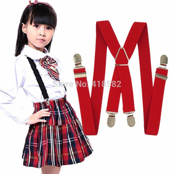 

bd002-m size new kids suspenders 4 clips-on braces for 6-16 years boys and girls ing, Black;white