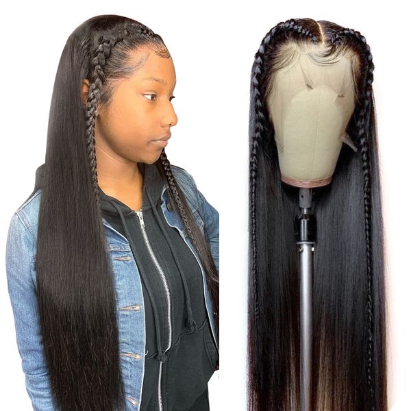 

lace front human hair wigs brazilian straight human hair wigs for black women 8-30 inch preplucked lace front wig full