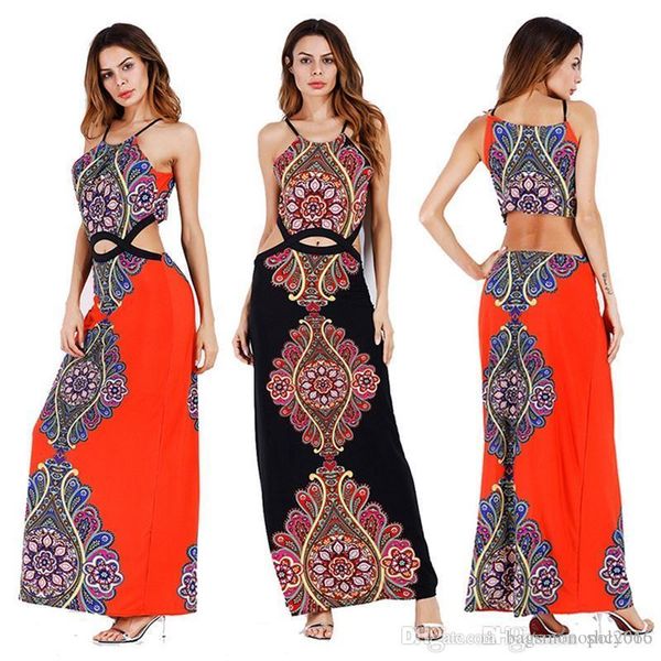 

женщины платье bohemia сексуальная плечо жилет без рукавов без бретелек элегантный lady талии выдалбливают длинные юбки вскользь свободные п, Black;gray