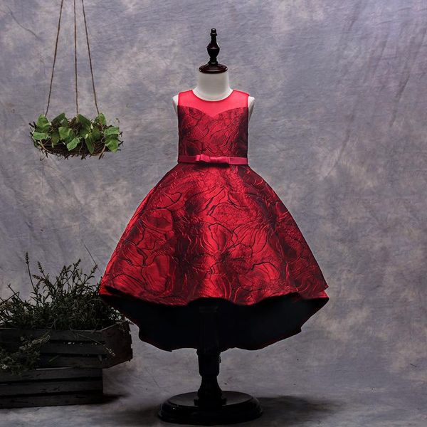 

new arrival knee-high hi-low dark for girls in flowered dresses 2020 applique flower children's elegant dresses for girls dresses for t, Red;yellow