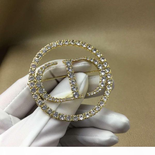 

d новый полный бриллиантовое кольцо письмо модельер броши luxury дизайнер pin броши женщина брошь, Gray