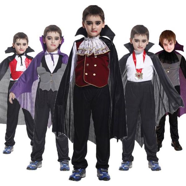 

heap boys costumes umorden carnival party halloween kids children count dracula gothic vampire costume fantasia prince vampire cosplay fo, Black;red