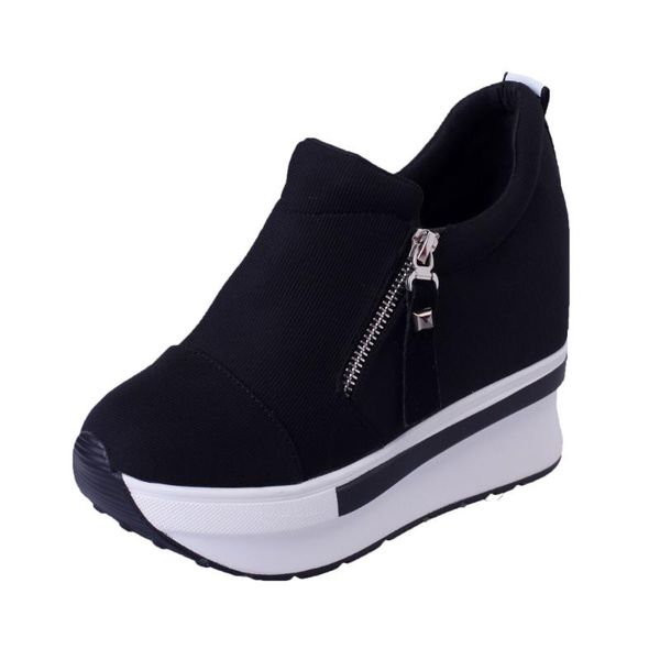 

2020 shoes woman wedges boots platform shoes slip on ankle boots for women fashion casual female, Black