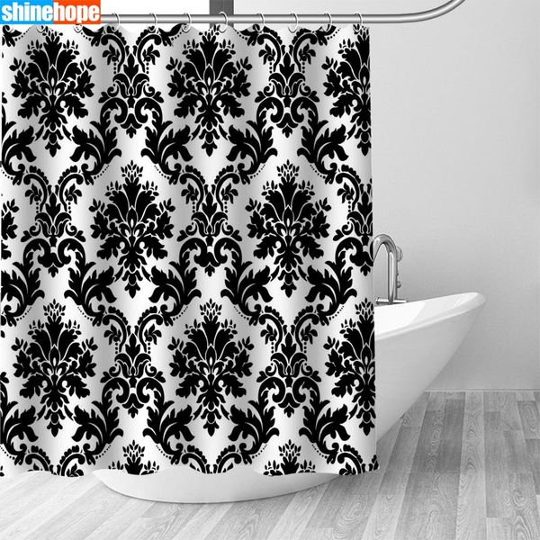 

nordic pictures polyester waterproof black and white pattern shower curtains 180x200cm bath curtain in the bathroom