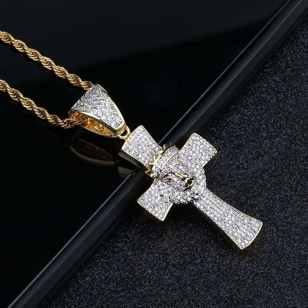 

2020 with crown cross pendant hip hop hipster men's necklace accessories, Silver