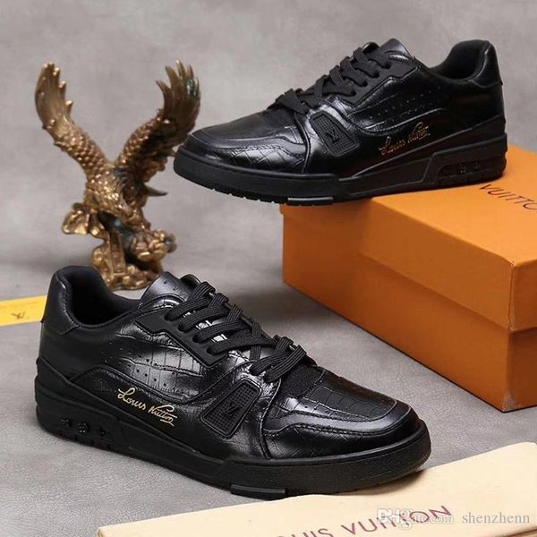 

new mens shoes fashion sneakers lace -up trainer sneaker exclusively rubber sole men shoes casual chaussures pour hommes flats fast ship, Black