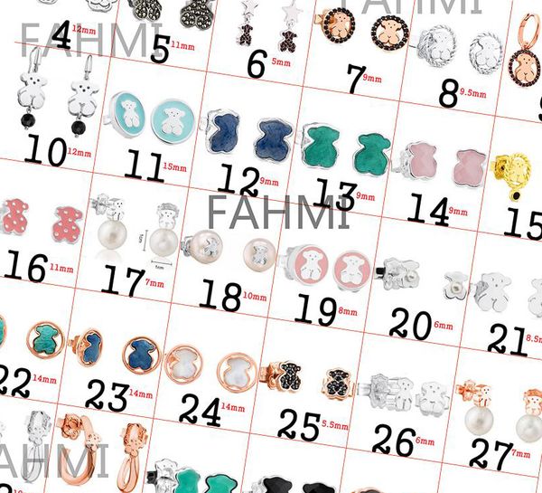 

925 silver cute bear gold rose lucky earring jewelry for women gift custom zircon party original gift