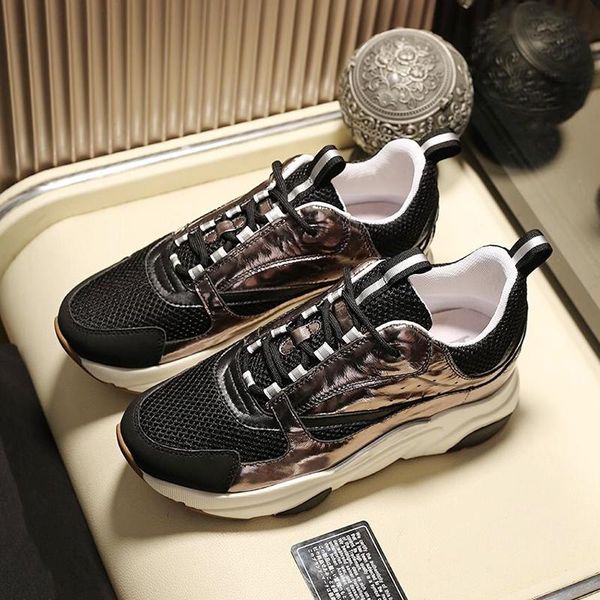 

fashion brands b22 calfskin sneaker comfortable men 's shoes lace -up low fashion type style vintage sneakers herren luxus marken, Black