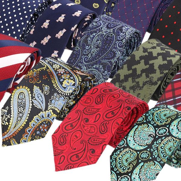 

yishline factory 7cm ties blue paisley plaids cartoon ties for men wedding party shirt bridegroom long necktie polyester silk, Black;gray