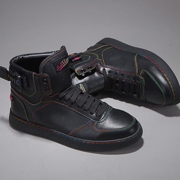 

fashion rivoli sneaker boots mens shoes comfortable luxury footwears lace -up casual men boots chaussures de sport pour hommes, Black