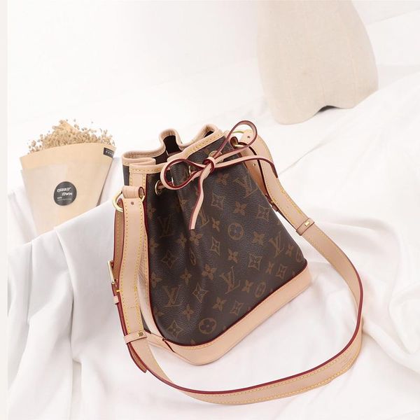 

new drop ship women luxury designer vintage classic shoulder bags lady leather bucket bag handbag drawstring shoulder bag bucket crossbody b