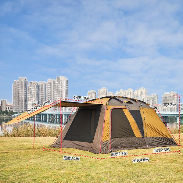 

outdoor camping tent family tent double layer waterproof 3-4 people camping 3 - 4 person