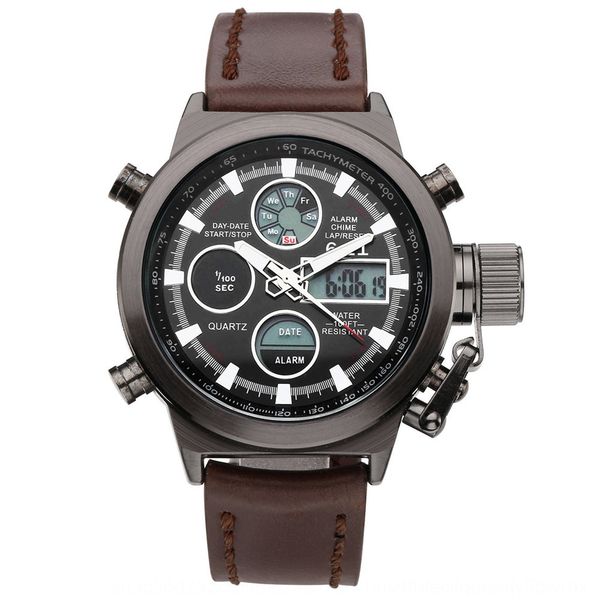 

men's sports luminous electronic sewing belt multifunctional dual-movement electronic watch sports watch waterproof luminous, Blue