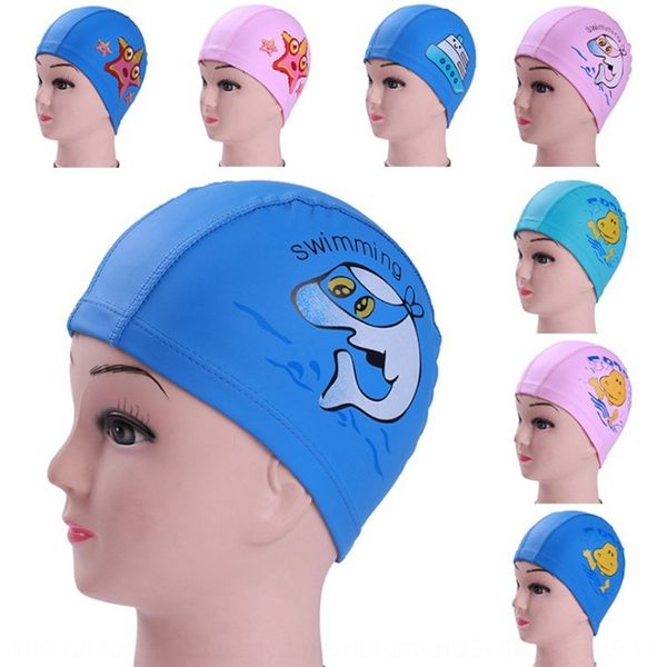 

children's pu high elastic imitation leather swimming cap waterproof breathable student cartoon pu swimming cap
