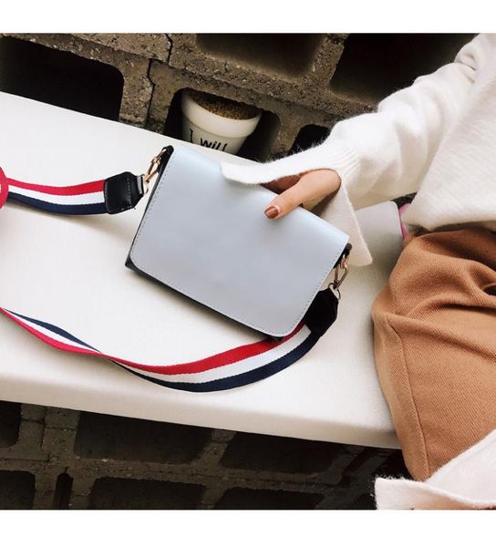 

2020 pu leather women small square bag street bag girl's fashion crossbody wide shoulder strap lady messenger #25