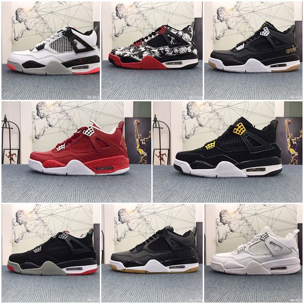 

air jordan4 shoes 2019 new 4с cement graffiti cactus jack хищники og mens basketball обувь дизайнер 4 travis скоттс безвозмездная бред ретро, Black