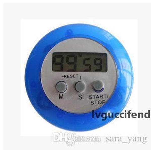 

sell lcd digital kitchen timer portable round magnetic countdown alarm clock timer with stand kitchen tool 5 colors 300pcs