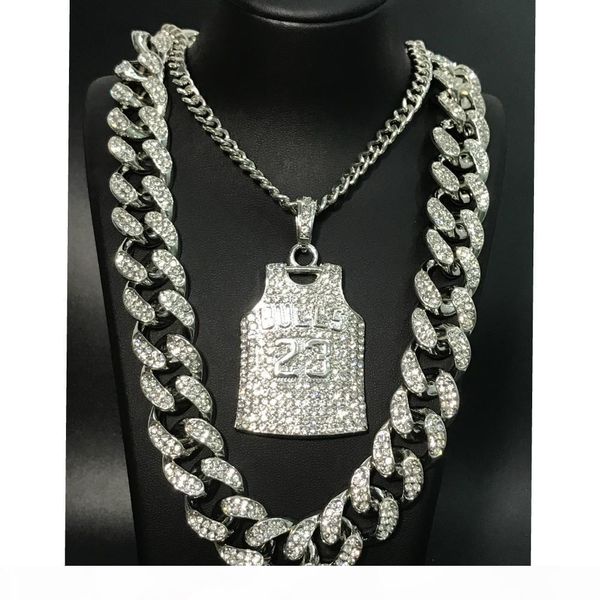 

мужчины ожерелье hip hop gold щепка iced out кристалл майами кубинский rhinestone rock подвеска set 2cm no. 23 bling рэпер мужчины ювелирные, Silver
