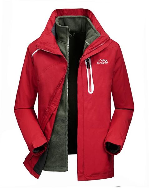 

running jackets windproof winter windbreaker ski-jackets warm pullover double deck waterproof mens outdoor coats, Black;red